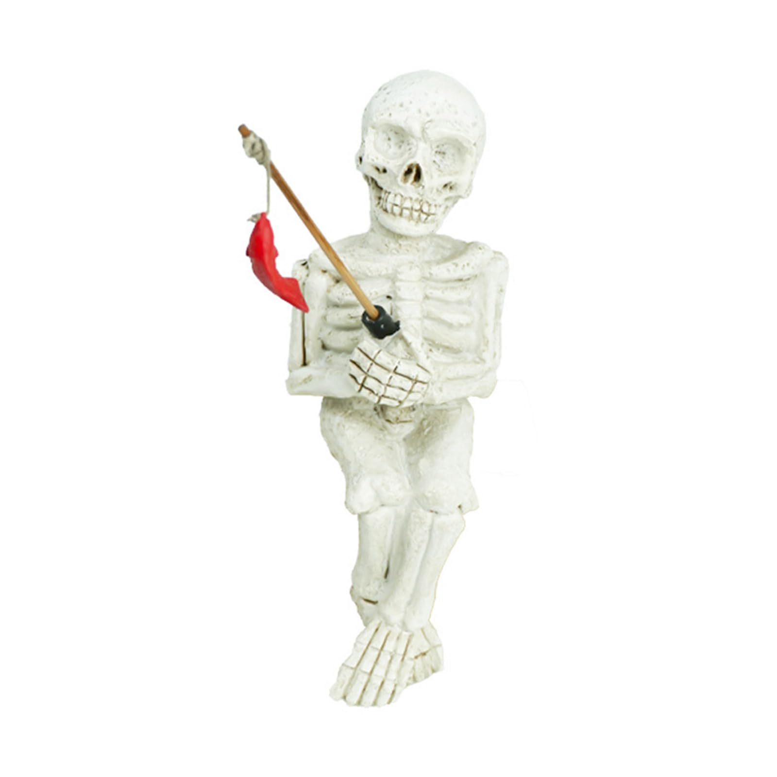 Nucelit Skeleton Figurines Aquarium Ornament FishTank Garden Statues Decorations Interesting Fishing Skeleton Figurines Cartoon Statues for Home Decor Cartoon Character