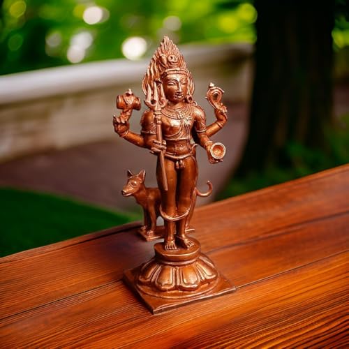 Image of Copper Idols of god Kalabhairavar, 5.5 inches, 430 Grams, Patina Antique Finish, Pack of 1 Piece