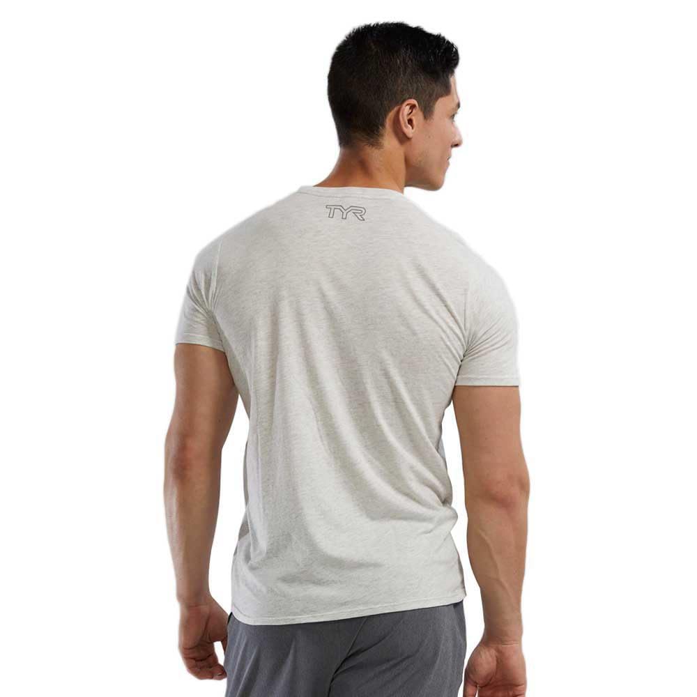 TYR Unisex Ultrasoft Lekka koszulka z krótkim rękawem z dużym logo Tech Tri Lg UX, Ash Heather, L, Ash Heather, L