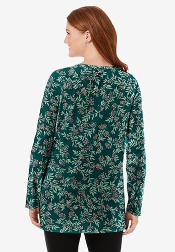 Woman Within Plus Size Perfect Printed Long-Sleeve Crewneck Tunic2