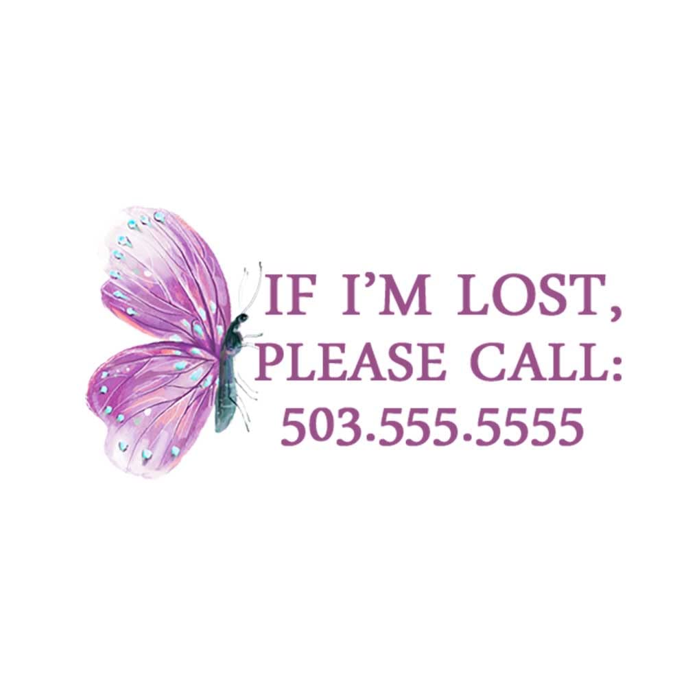 Custom Child Safty If Lost Call Tattoos Sticker - Butterfly Temporary Tattoos Kids - Personalized Fake Tattoo with Phone number for Child Girl - 15