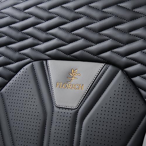 Image of FLORICH Seat Covers for Cars, Waterproof Seat Covers, Leather Car Seat Covers 2 Pack, Universal Seat Cushion Protector for Most Cars Trucks SUV-Gray&Black