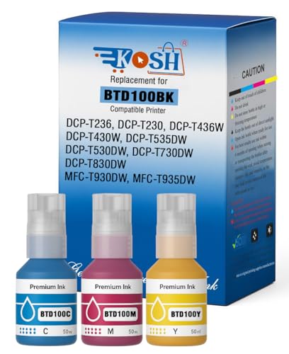 Image of KOSH BTD100 Refill Ink Compatible with Brother DCP-T236, DCP-T230, DCP-T436W,DCP-T430W, DCP-T535DW, DCP-T530DW, DCP-T730DW, DCP-T830DW, MFC-T930DW Printer