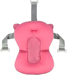 Almofada de Banho Ajustável Para Bebê, Conforto Anatômico Com Encaixe Perfeito na Banheira, Três Alças para Maior Segurança. (ROSA)