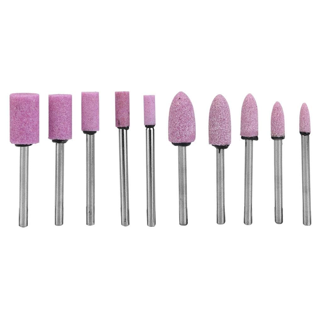 100 Piezas Cabezal de Pulido de Piedra Abrasiva para Amoladora con Vástago 3mm (Rosa)