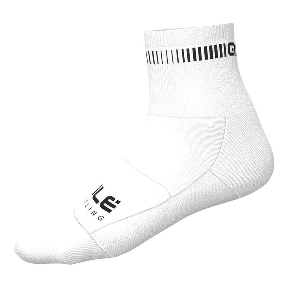 Ale' Unisex White/Black Alé Cycling Logo Q-Skin 12Cm Cycling Socks, Medium (Eu 40-43)