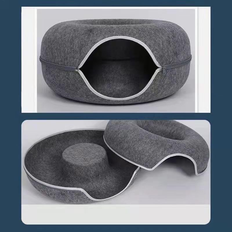 Tunnel en forme de donut amovible pour chat d'intérieur fatigué de s'ennuyer - 6