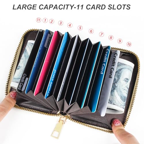 Image of Credit Card Wallet, RFID Card Case Wallet, Zipper Card Cases Holder for Men Women, RFID Blocking, KeyChain Wallet, Compact Size Card Organizer Case for Women