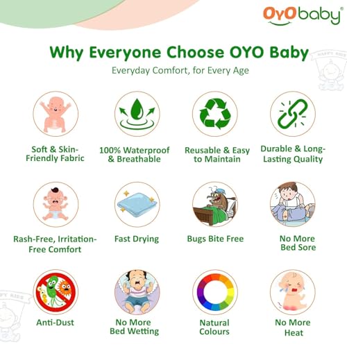 Image of OYO BABY Medium Baby Dry Sheet Pack of 3 (100x70 cm) | Quick Dry & Absorbent Waterproof Bed Protector | Reusable Soft Breathable Mattress Sheet for New Born Baby (Dark Blue, Salmon Rose & Grey)