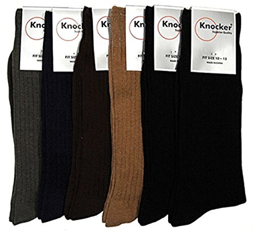 Knocker Men's Assorted 6 Pack Designed Dress Socks Size 10-13