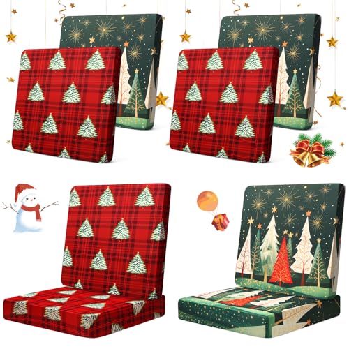 Tingjoo 8Pcs Patio Cushion Covers Stretch Outdoor Couch Cushion Covers