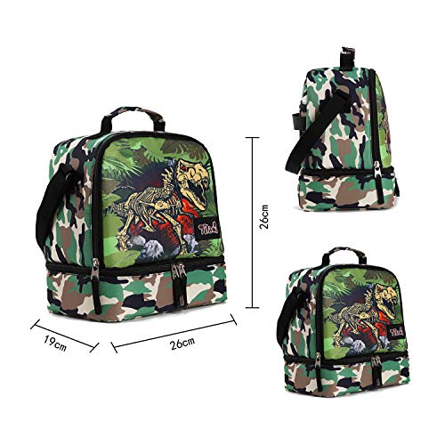 Image of Tilami Lunch Bags Insulated Adjustable Strap Zipper, Water-Resistant Cooler Bags, Bento Bags for Kids Toddlers, Dinosaur Cute, Large, Adjustable,Bento