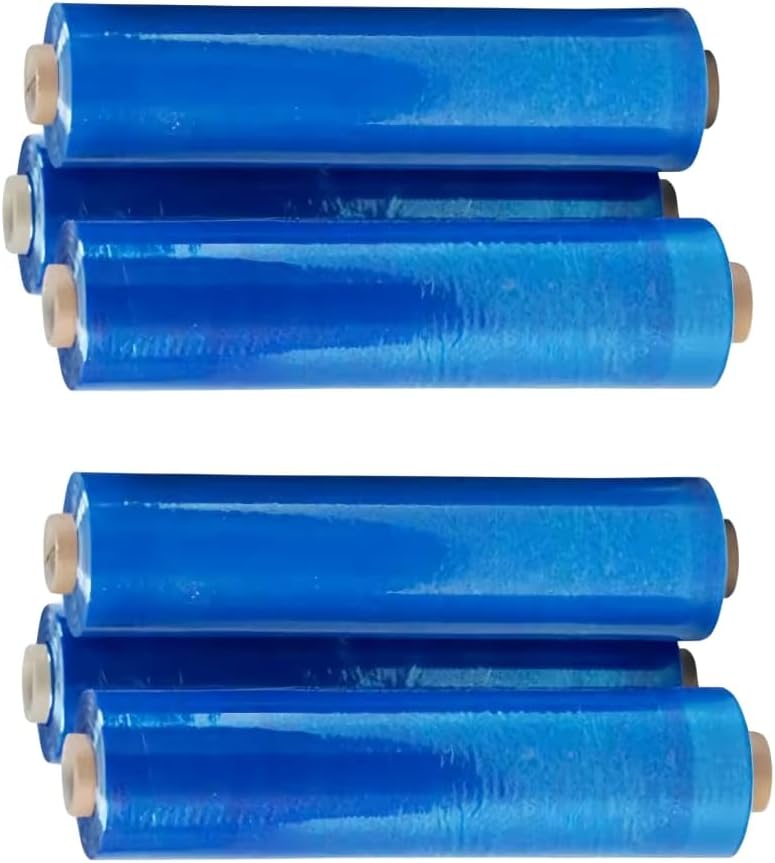 18" Stretch Film/Wrap 1500,feet 7 Layers 80 Gauge Industrial Strength up to 850% Stretch 20 Microns Clear Durable Adhering Packing Moving Heavy Duty Shrink Film Box of 6 (Blue, 18 inch x 1500 feet)