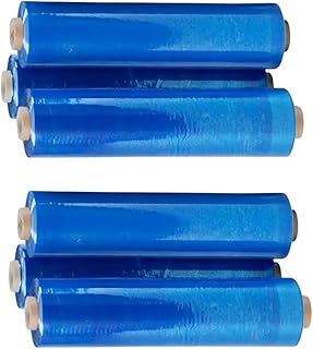 18" Stretch Film/Wrap 1500,feet 7 Layers 80 Gauge Industrial Strength up to 850% Stretch 20 Microns Clear Durable Adhering Packing Moving Heavy Duty Shrink Film Box of 6 (Blue, 18 inch x 1500 feet)