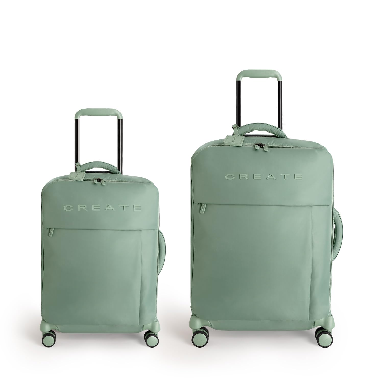 CREATE / Luggage Studio Soft/​Set de valises Souples en Polyester Vert Sauge/​Serrure TSA, 4 Roues Doubles multidirectionnelles, poignée télescopique, Tissu imperméable, étiquette d'identification
