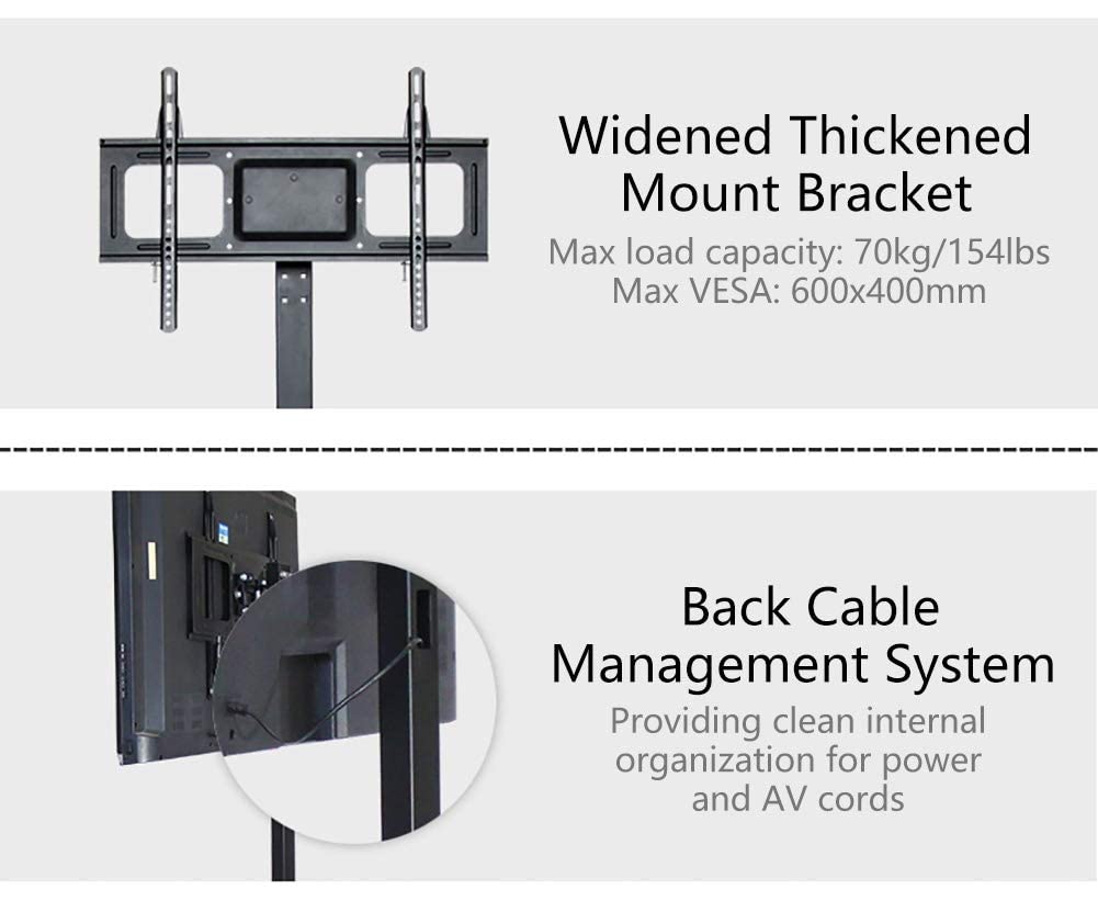 Support de Meuble TV avec Support pivotant inclinable pour écrans LCD LED 32-70" - Base en Acier avec Pieds antidérapants - Max 600X400Mm Beautiful Scenery