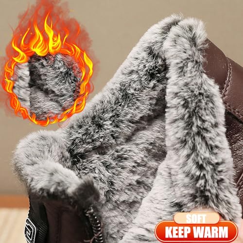 Men's Winter Fleece Waterproof Warm Snow Ankle Boots Zipper Closure Comfortable Fur Lined Lightweight Non-Slip Slip On Outdoor Winter Walking Shoes3