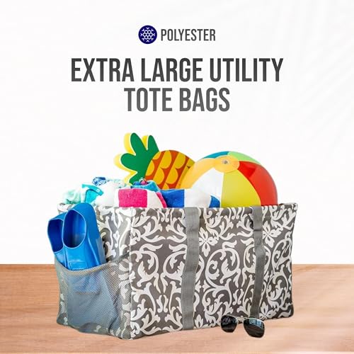 Image of Extra Large Utility Tote Bag - Oversized Collapsible Pool Beach Canvas Basket