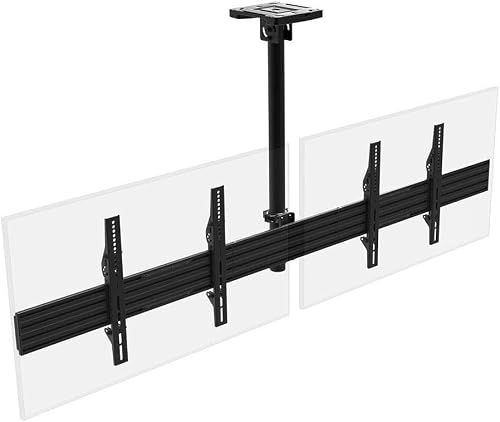 Monoprice 2x1 Menu Board Ceiling Mount for Screens Between 32in to 65in, Adjustable Tilt, Max Weight 66 Lbs Per Screen, VESA Patterns Up to 600x400, Steel Construction, Black - Commercial Series