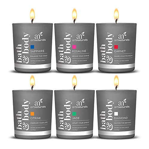 artnaturals Scented Candle Gift Set – (6 x 2 Oz / 60g) – Aromatherapy Set of Fragrance Soy Wax Candles – Made in USA with Essential Oils – for Stress Relief and Relaxation
