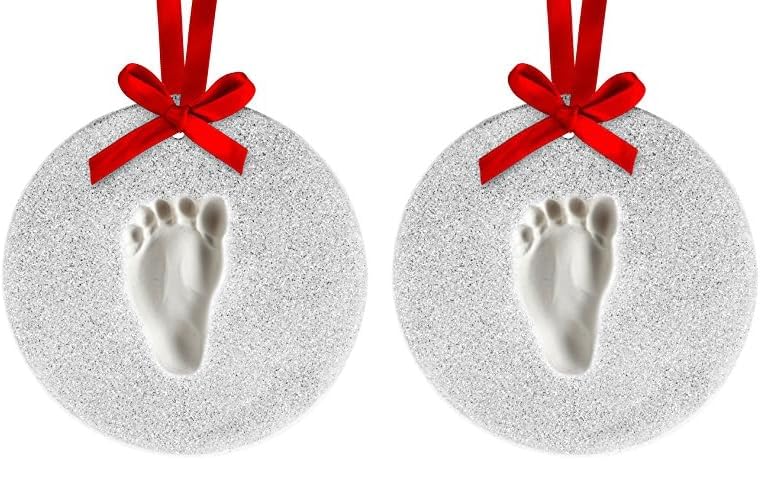 Miniatura 1 de Lil Peach - Kit de adorno de recuerdo personalizado con estampado de huellas o huellas de bebé para capturar el estampado del bebé, redondo,