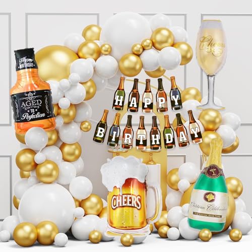 Image of Rozi Decoration Champagne Birthday Theme Decoration Items for Husband, Wife, Adults Birthday Decor, Wine Theme Birthday Decoration Pack of 35 Pcs