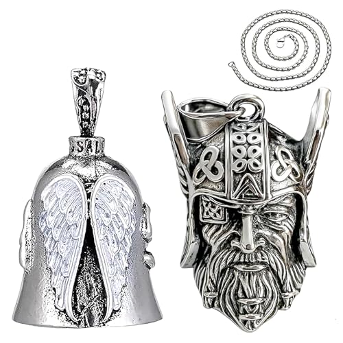 Lepidi 2 Piezas Campana de Motocicleta, Campana Guardiana Moto, Guardian Bell, Campana de Motocicleta Angel Riding, Guardián, Colgante, Regalo para los Amantes de la Motocicleta