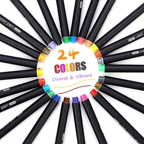 Fineliner-Stifte, Tukcherry Fineliner Farbstifte Set Skizze Schreiben Zeichnen Stifte für Bullet Journal Notizen Taking und Malbücher (24) Cover