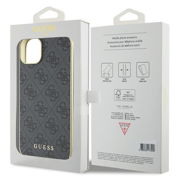 GUESS Custodia Guess GUHCP15MGF4GGR per iPhone 15 Plus 6.7" rigida grigia 4G Collezione Charms
