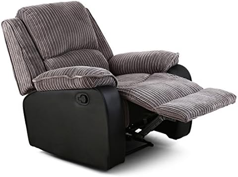 More4Homes POSTANA JUMBO CORD FABRIC RECLINER ARMCHAIR SOFA LOUNGE HOME RECLINING CHAIR (Grey)