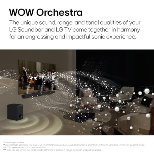 Image of LG Soundbar SQ70TY, 400W, 3.1.1Ch, Dolby Atmos & DTS: X, Hi-Res Audio, Center Up-Firing Speaker, AI Sound Pro, Wow Synergy, Wireless Subwoofer, QNED Matching Bracket Inside (2024 QNED TV)