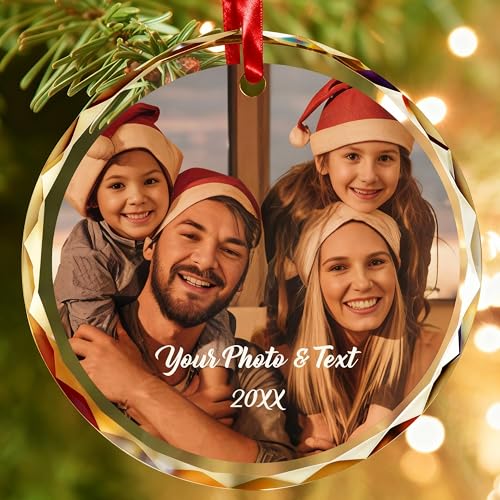 Bemaystar Personalized Crystal Christmas Bauble 2025 with Photo,Personalised Christmas Decorations Wedding Gifts for Couples