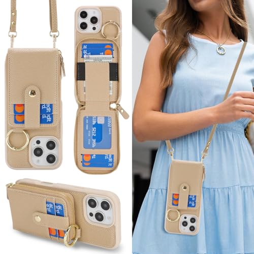 Coque à bandoulière iPhone 16 Pro Max avec porte-cartes et béquille de visionnage intégrée