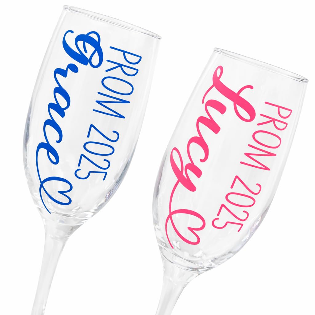 Giggles Glitter Gifts Personalised Glasses, Prom, Name, Flutes, Bridesmaid Champagne Glass, Hen Party, Wedding