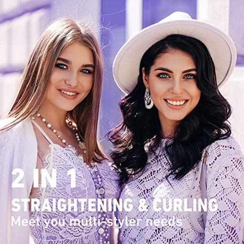 ELLESYE Hair Straightener and Curler 2 in 1 15S Superfast Heat up,13 Temperatures Ceramic Flat Iron for Hair with Negative Ions Hair Iron Straightener