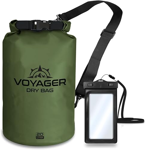 Voyager Bolsa seca impermeable: saco seco resistente con parte superior enrollable, perfecto para kayak, remo, playa, rafting, canotaje, senderismo,