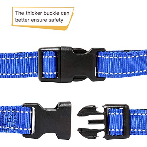 Image of HEELE Dog Collar, Reflective Dog Collar, Soft Neoprene Padded Breathable Nylon Pet Collar Adjustable for Small Dogs Puppy, Royal Blue, XS(7.87-11.81 inch)