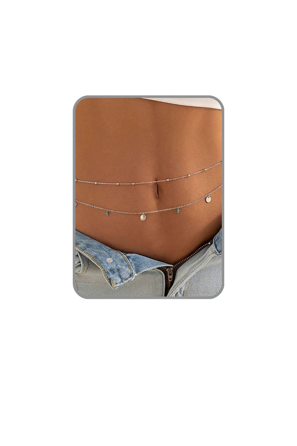 Womens Saree, Bikini, Waist Chain, Hip Chain,White Two Layer, Embellished (26-42 In)-image-1