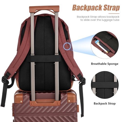 Image of Cosbarn Carry On Luggage 22x14x9 Airline Approved, Hardside 20 Inch Carry on Suitcases with Wheels, Hard Shell ABS Lightweight Carry on Luggage Set, Travel Suitcase Set with TSA Lock, Burgundy