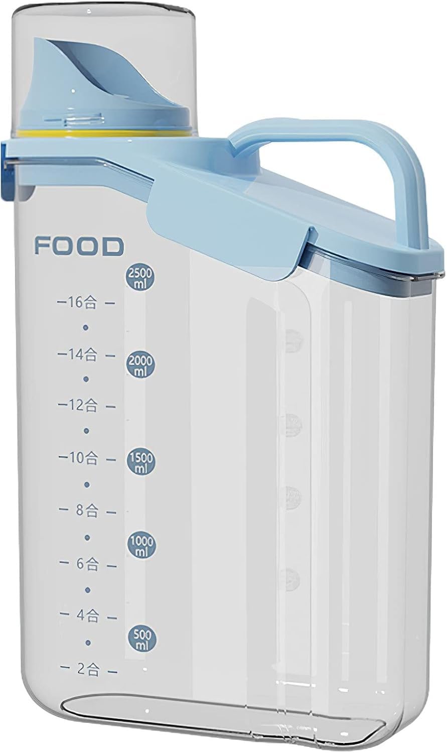 Cereal Storage Containers with Cup, Airtight Plastic Food Storage Containers, Kitchen Storage Boxes with Hinged Lid, Dry Food Dispenser for Flour, Sugar, Rice, Oats, BPA Free (Blue) Blue 2.5L