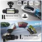 4 Canal 360°Dash Cam Intérieur avant et arrière,3 Caméra Dash de pouce pour voitures intégrées WiFi APP Contrôle de vision nocturne G-Sensor 24H Enregistrement des boucles en mode stationnement 1080P Caméra Dash