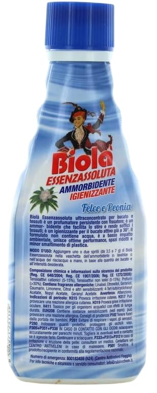 Biolà Essenza Assoluta Profumatore Ammorbidente – Deodorante per bucato ad alta concentrazione felce e peonia, biancheria profumata 250 ml + portachiavi Beni Culinari
