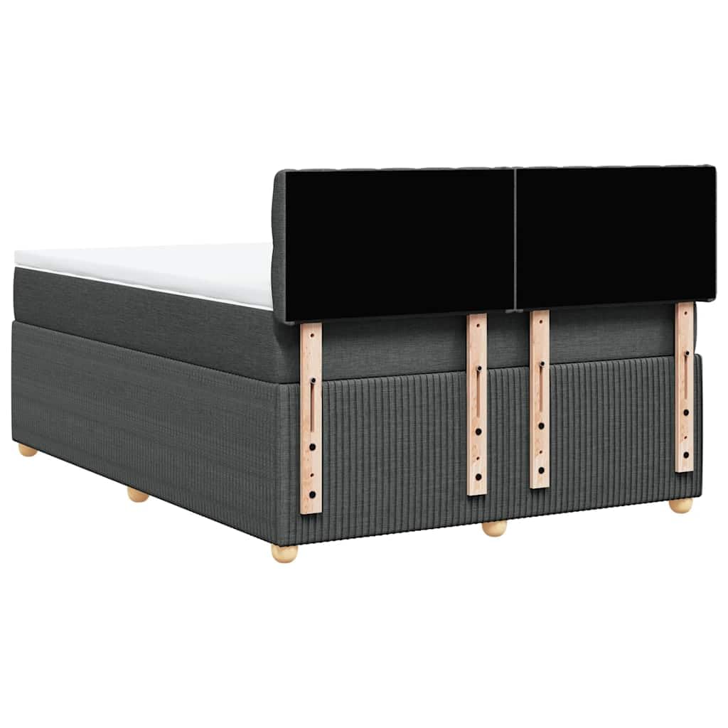 vidaXL Boxspringbett mit Matratze Dunkelgrau 140x200 cm Stoff