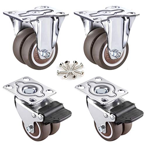 Roulettes pivotantes caoutchouc 50mm anti-rayure avec frein pour meuble