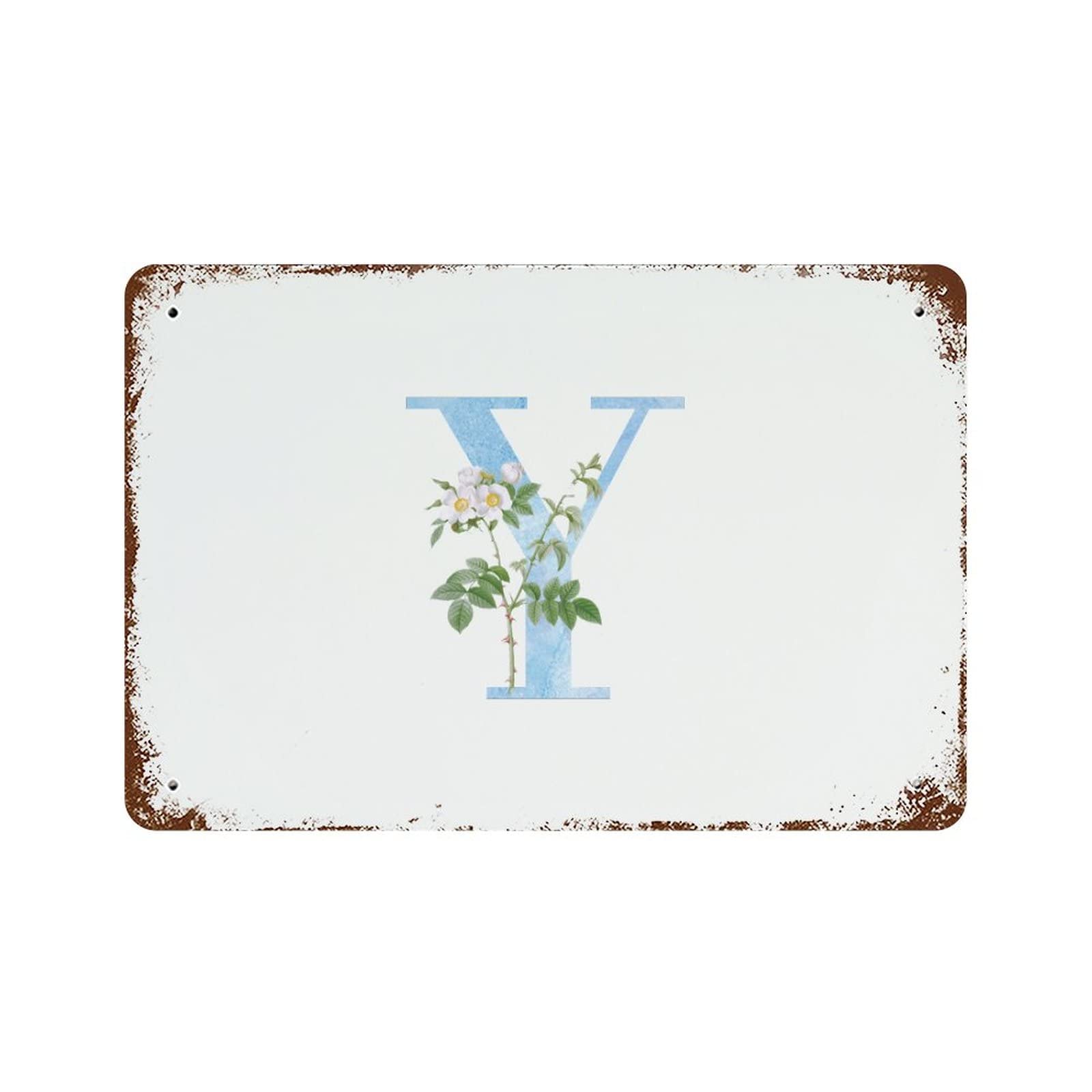 Poster d'art mural et décoration d'intérieur avec lettre monogramme floral vintage Y