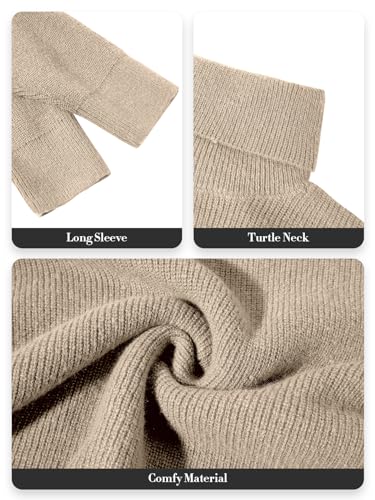 Image of Womens Turtleneck Oversized Sweater Batwing Chunky Pullover Sweater Casual Fall Loose Knit Jumper Top