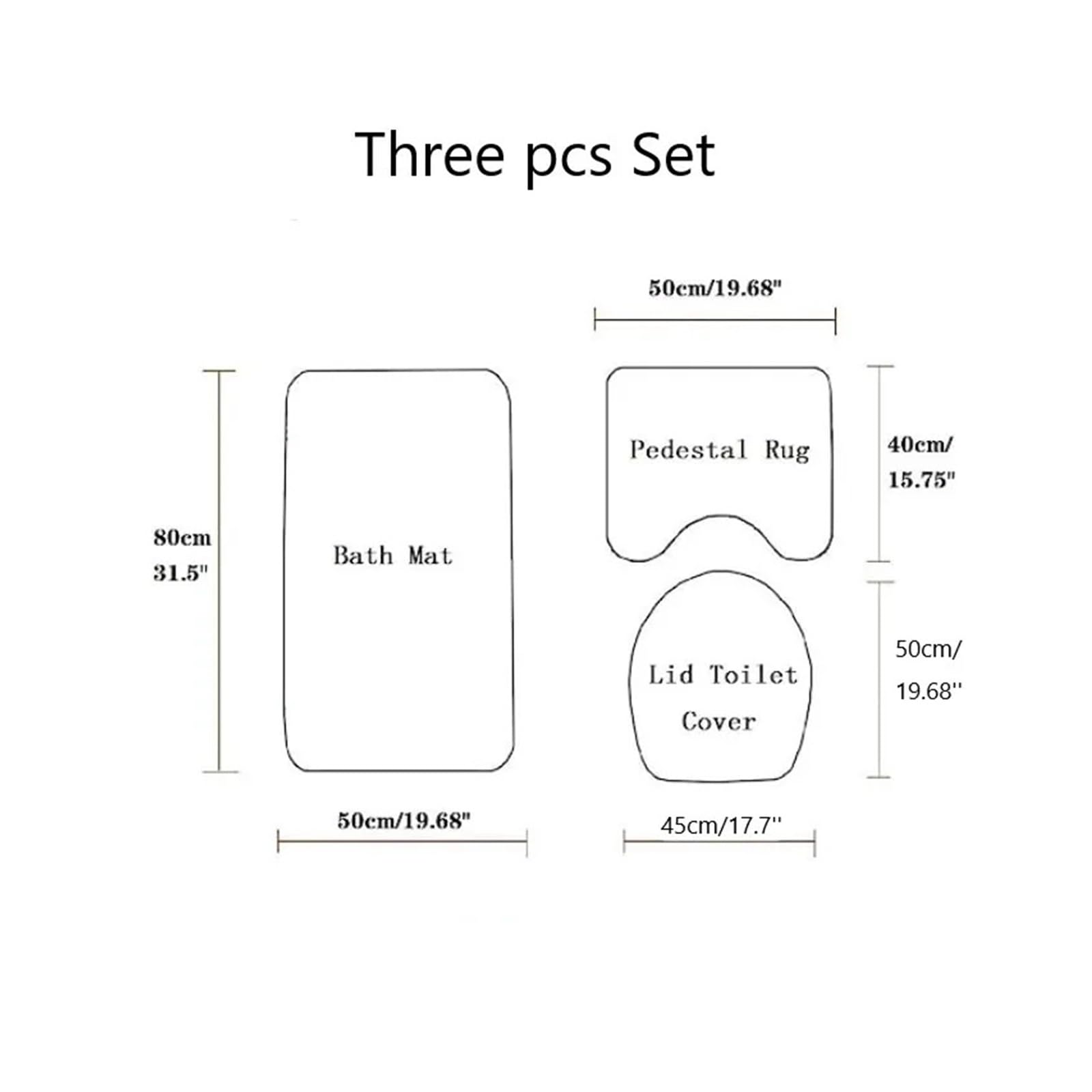 Lot de 3 tapis de salle de bain antidérapants, tapis de bain et housse de siège de toilette, tapis contour de contour de salle de bain, violet doux et absorbant, idéal pour la maison et le spa