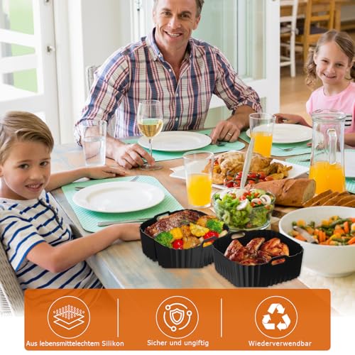 MFUSUL 3 Stück Airfryer Silikonform Heißluftfritteuse Zubehör, Wiederverwendbar, Einsatz anstelle Backpapier, Airfryer Silikon Zubehör für Philips NA230, Cosori, Tefal, Ninja, Russell Hobbs