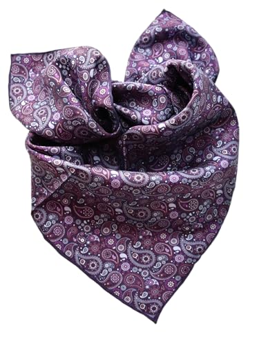 Prettystern Carrée Foulard en soie 65cm bord roulotté à la main Bandana écharpe avec motif Paisley pour femmes et hommes 04 Violet