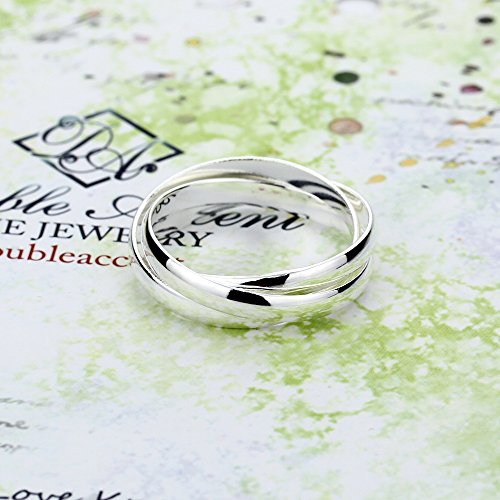 DoubleAccent Sterling Silver Plain Russian Wedding Ring Trinity Interlocking Rolling Band 9mm (Size 4 to 13)2